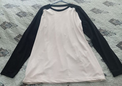 BCG Mens Shirt XXL Long Sleeve White Crew Neck Black Sleeves