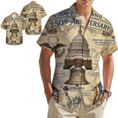 America 250th Anniversary Hawaiian Shirt, 250 Years Of Freedom Button Shirt