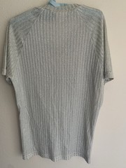 XL Vintage International Male Silver Sparkle V-neck Shirt Club Dance Party Sheer