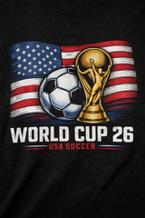 Unisex Graphic Print Tee Football FIFA World Cup 2026 Soccer T-Shirt Flag Trophy