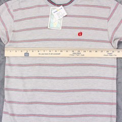 Vintage NWT Hang Ten Mens Small Gray Striped Crewneck T Shirt Poly Cotton Blend