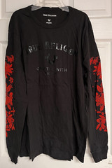 TRUE RELIGION Black w/ Red Floral Print LS “Crafted With Pride” Shirt T-Shirt L