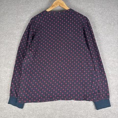 Stussy Henley T Shirt Mens Sz Medium M Gray Long Sleeve Skater Geometric Pattern