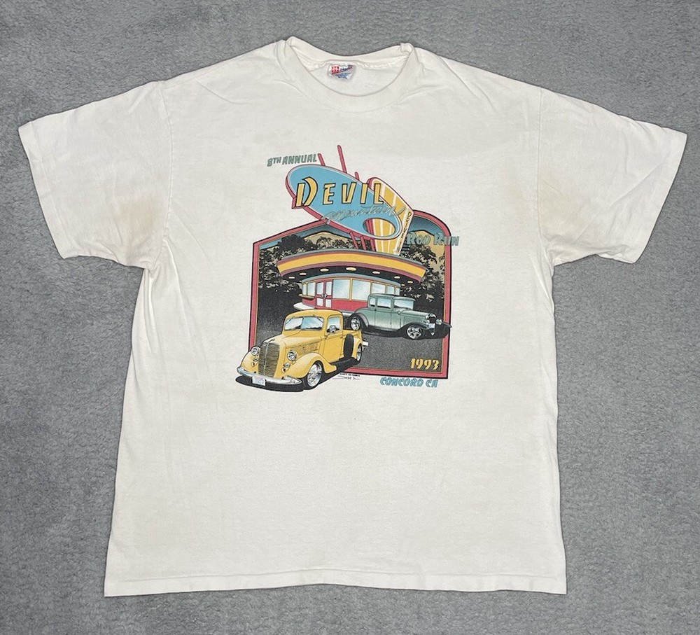 Vintage 90s 8th Annual Devil Mountain Rod Rush Concord CA Single Stitch Tshirt