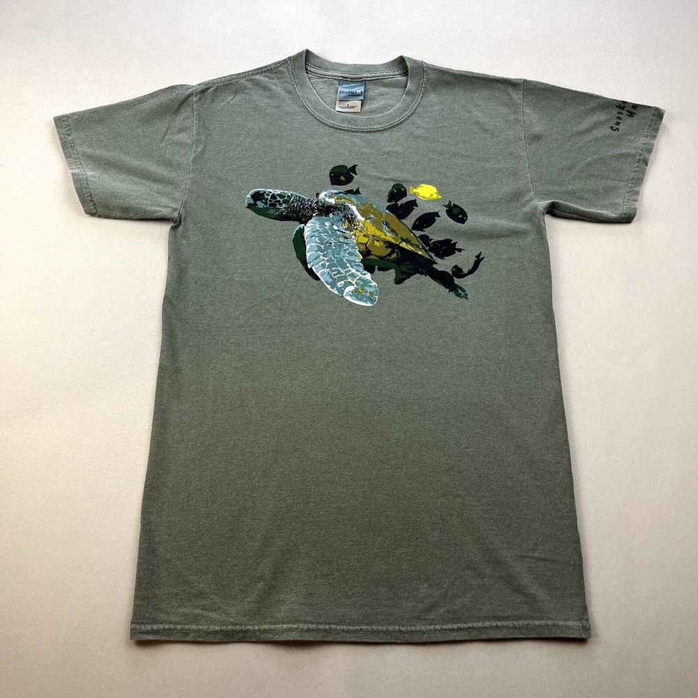 Hawaii Sea Turtle T-Shirt Adult Small Green Snorkel Bobs Beach Scuba Dive Island