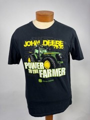 John Deere Power To The Farmer Black Graphic T-Shirt Large