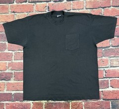 Vintage 90s BVD Blank Black Pocket T Shirt USA Single Stitch XXL Plain Tee