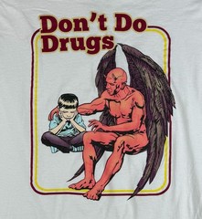 Hot Topic Ringer T Shirt Mens XL White Red Don’t Do Drugs Devil Graphic Tee