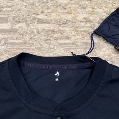 Montbell Wickron Travel Knit Shirt Men’s Medium Crew Navy Pocket Pouch