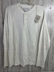 Faherty Henley Mens Shirt Size Large Cream/ivory Long Sleeve Cloud Cotton