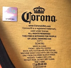 CORONA BEER TANK TOP orange black yellow BIG LOGO palm tree beach sunset MENS SM