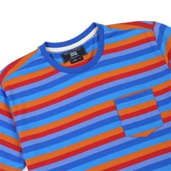 Beautiful Giant Men’s Fashion Striped Pocket T-shirt Crewneck Regular ORANGE