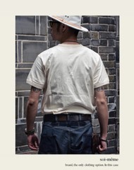 Cotton Henry Collar Short Sleeve T-Shirt Summer Men American Retro Fitness