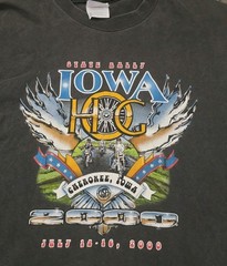 Vintage Harley Owners Iowa Motorcycle Rally 2000 Graphic Double-Sided T-Shirt XL