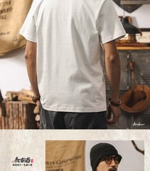 American retro T-shirt men new short-sleeved men summer Henry collar
