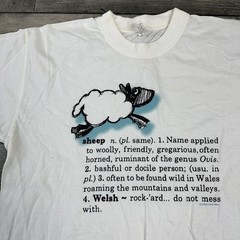 Vintage T-Shirt Graphic Print Sheep Wildlife 90s Y2K White Mens Large