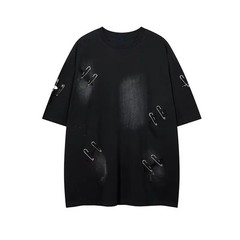 Men’s Oversized Vintage Ripped Hole T-Shirt Hip Hop Cotton Distressed Tee Shirt