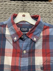 Chaps Easy Care Plaid Button Down Shirt Men’s M Red Blue Long Sleeve Cotton