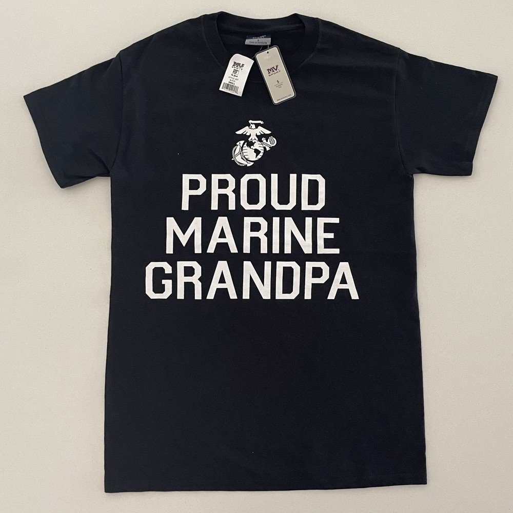 Proud Marine Grandpa T-Shirt In Black – United States Marines – SZ M – NWT
