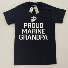 Proud Marine Grandpa T-Shirt In Black – United States Marines – SZ M – NWT