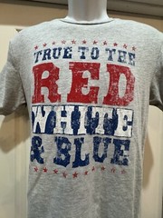 True To Red White Blue Patriotic Mens Medium 38/40 T-shirt Gray