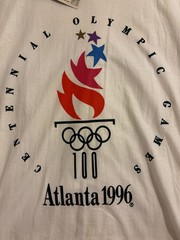 1996 Atlanta Centennial Olympic Games White T-Shirt Single Stitch Size L w/ Tag