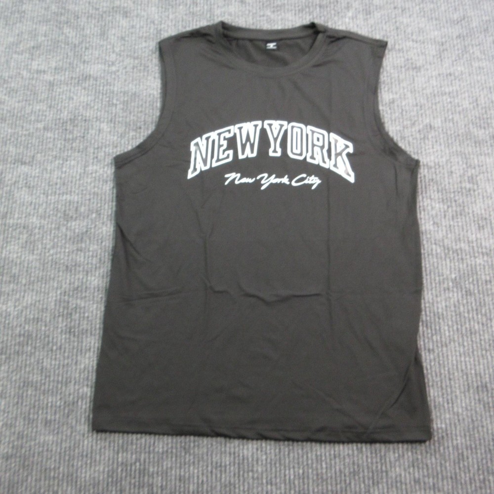New York Shirt Mens M Black Sleeveless Muscle Summer Manfinity Graphic Tee NWOT