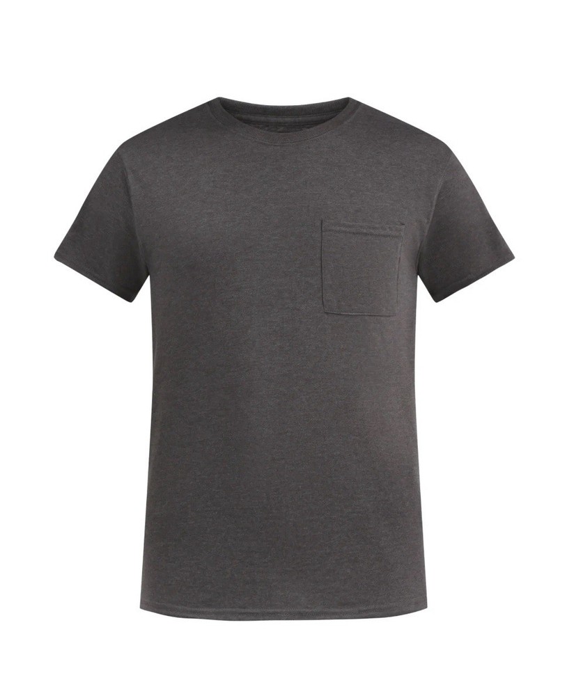 ATHLETIC WORKS Men’s L (42-44) Pocket Cotton Tee Short Sleeve • Charcoal
