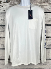 Vineyard Vines White Long Sleeve Football Theme USA American Flag Size 2XL – NEW