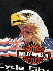 Harley Davidson Men Short Slv Tee Shirt Black Eagle Honolulu Hawaii Pacific XL