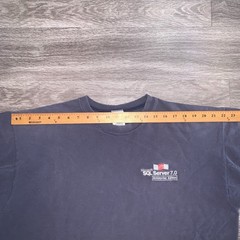 Vintage Faded Blue Microsoft SQL Server 7.0 Embriodered Knit Tech T-Shirt Sz. XL