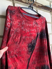 Streetwear Ella Red Graphic Long Sleeve Top with Asymmetrical Zip – City Print S