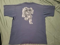 Vintage 90s Dave Matthews Band Shirt Stone Face Rock Music Art Tee Blue Size L