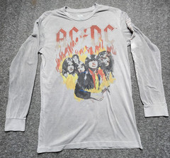 AC/DC Long Sleeve Men’s Medium Crew Neck Grey Shirt Has Some Stains and Marks
