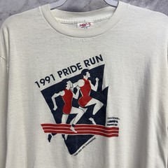 Vintage 90s Pride Run T Shirt Mens XL (Fits smaller) White Long Sleeve 1991