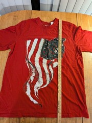 King Size Men’s 2XL Tall Red American Flag Graphic Print Crew Neck Tee Cotton