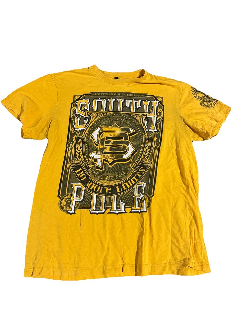 Southpole T-Shirt Mens XXL Yellow Skater Streetwear Hip Hop Script Y2K