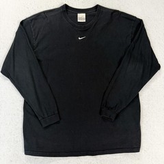 Vintage Nike Shirt Mens XL Black Long Sleeve Center Swoosh Logo embroidered Tee