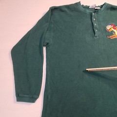 Disney Store Tigger Waffle Knit Henley Shirt XL Green Long Sleeve Winnie Pooh