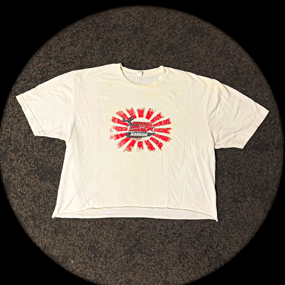 RARE American Ninja Warrior TV Show double sided cropped T shirt Size L
