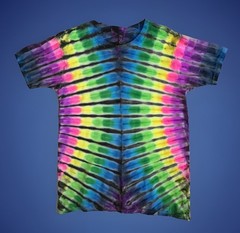 *New* 2XL – Sm Handmade Tie Dye, Bender Rainbow Black, Crew or V-Neck