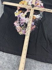 Off Prize Shirt Mens Large Skull Print Floral Tee Black Slim Fit Cotton N101
