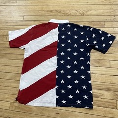 Redhead American Flag Shirt Men L vtg 90s y2k Asymmetric Cut &Sew Red White Blue