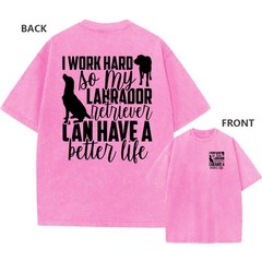 Men’s Retro Washed Oversized T-Shirt,”Labrador Retriever” Quote Print Casual Tee