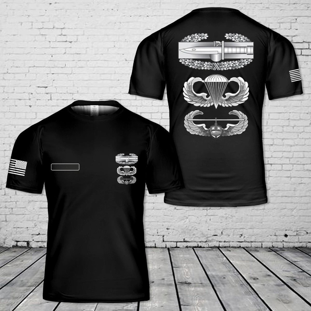 Custom Name US Army Air Assault School Air Assault Badge Combat 3D T-Shirt HS285