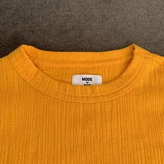 Mode of One Mens S Textured T-Shirt Short-Sleeve Relaxed-Fit Crinkle Orange NWOT