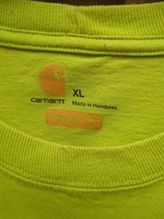 Carhartt Pocket T Shirt Lime Green Distressed Size XL Cotton Pit To Pit 26