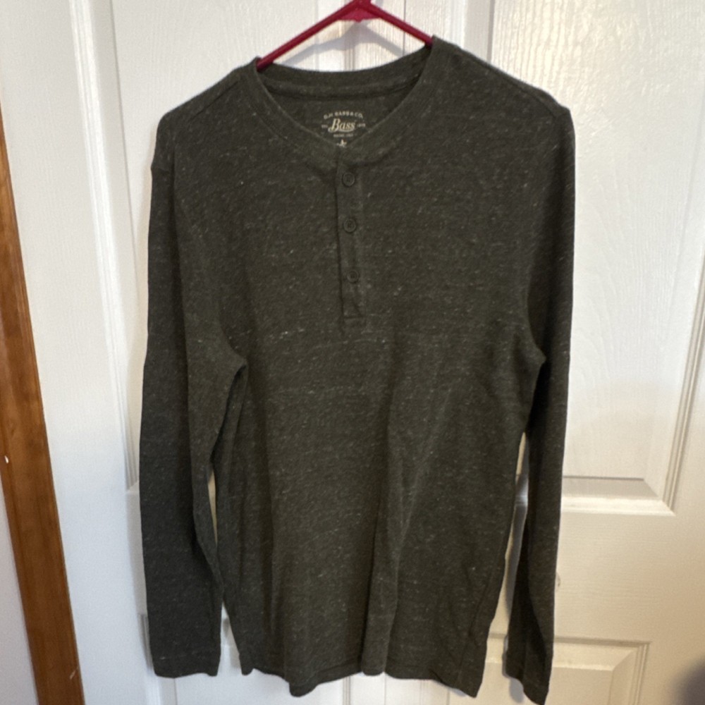 G.H. Bass & Co. Men’s Dark Gray Knit Long Sleeve Henley Button T-Shirt Size S