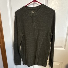 G.H. Bass & Co. Men’s Dark Gray Knit Long Sleeve Henley Button T-Shirt Size S