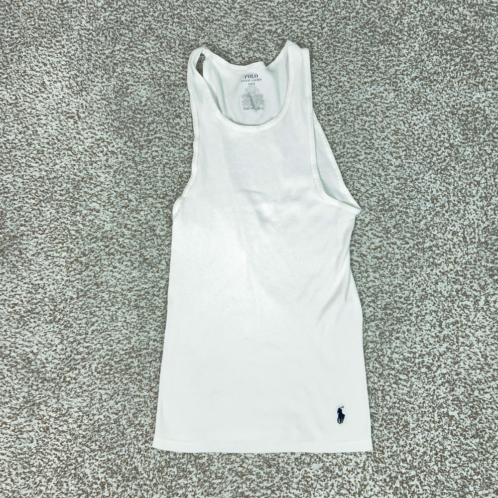 Polo Ralph Lauren Tank Top Mens Large White Ribbed Cotton Undershirt Logo Pony